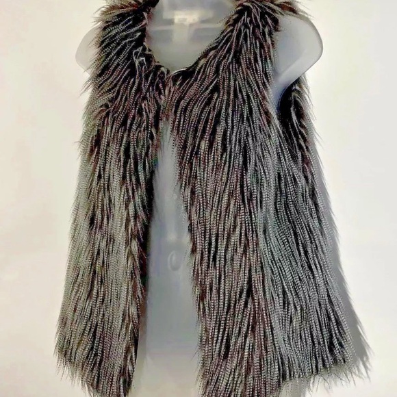 Max Studio Jackets & Blazers - Faux Fur Ostrich Vest Open Front Sleeveless Small